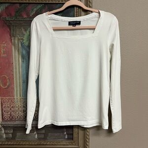Jones New York Signature White Long Sleeve Top
